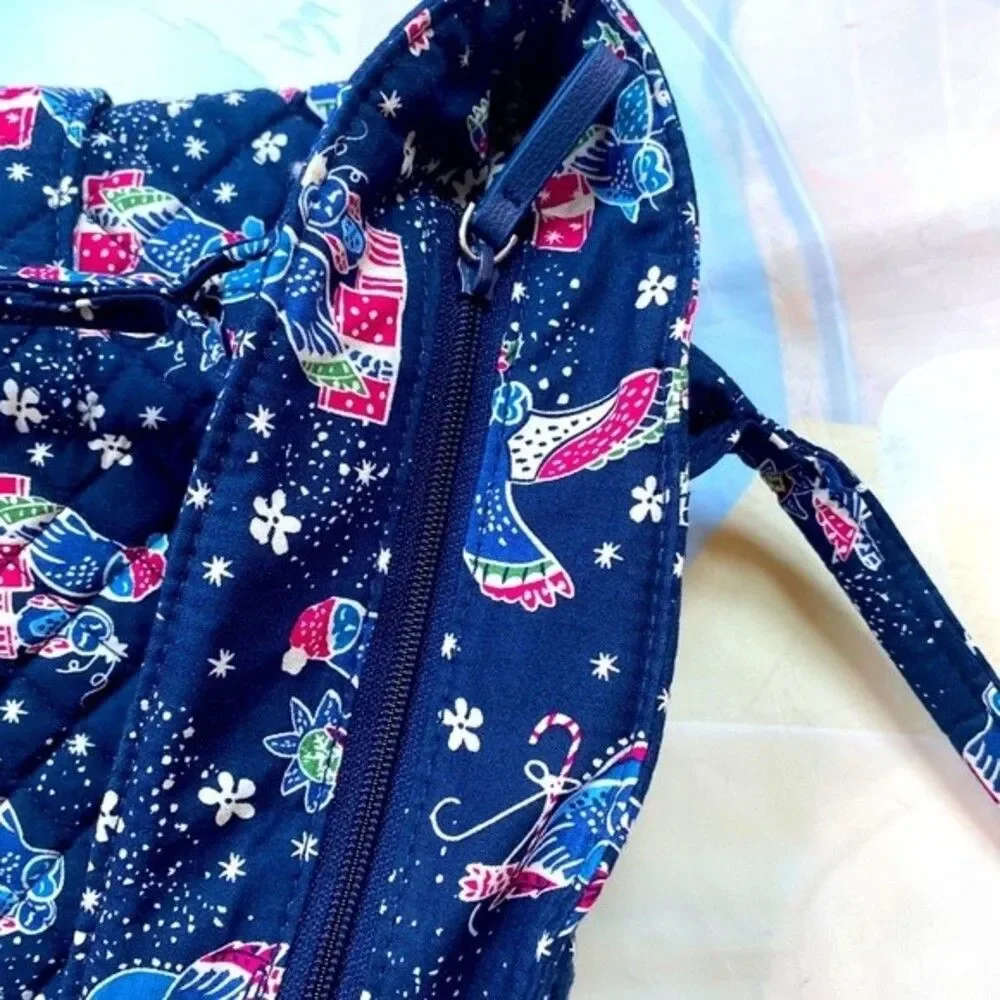 New VERA BRADLEY Bright Large Zip Tote 23731-M06 Holiday Owls Navy